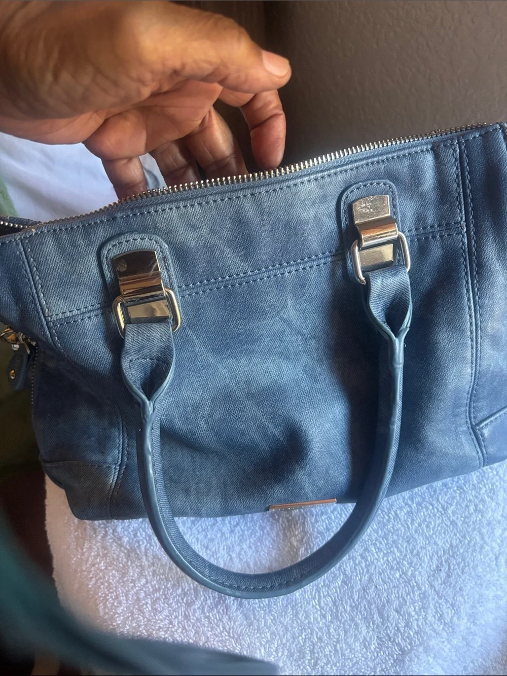 EUC Steve Madden Blue Denim Crossbody with Silver Accent Hardware